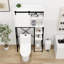Armoire de rangement au-dessus de la toilette, tablettes de salle de bain au-dessus de la toilette avec porte de grange coulissante, tablettes réglables et support de rangement latéral