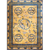 Stunning Gold Background Color Antique Dragon Chinese Bird Of Paradise Tiger Border Rug