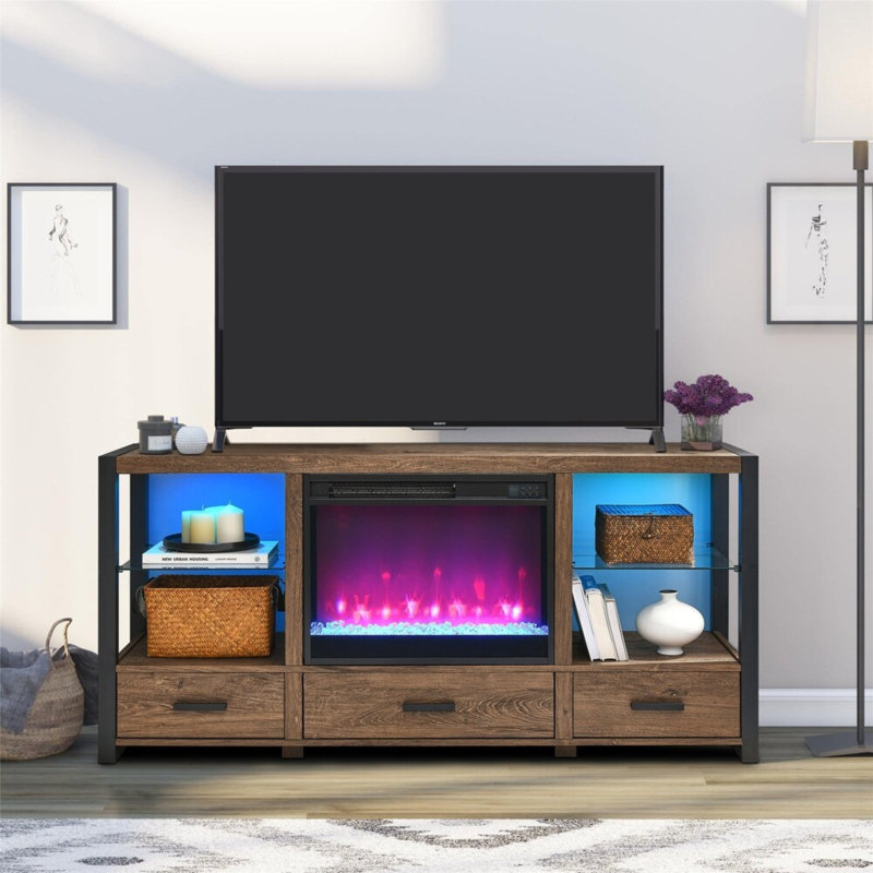 23" Ultra Thin Electric Fireplace Heater Insert With Sidelight – Remote Control, Timer, Overheating Protection, Crystal & Realistic Flame