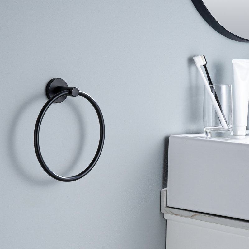 KES Bathroom Hardware Set 2 Pieces Toilet Paper Holder and Towel Ring Wall Mount Matte Black Finish