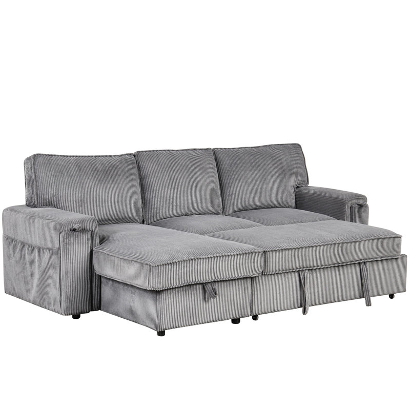 Canapé-lit pratique avec rangement et porte-gobelet, Gris