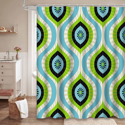 Rideau de douche bleu imperméable, rideaux de douche pour la salle de bain avec 12 crochets