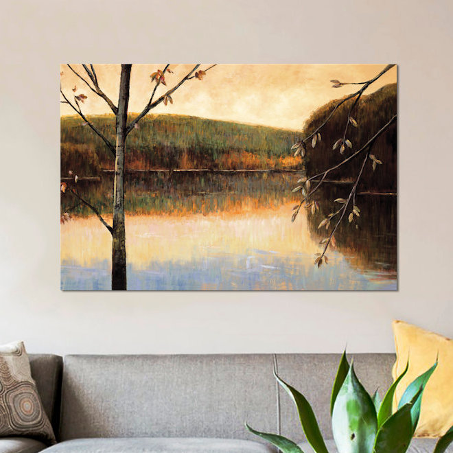 « from the lakeshore », reproduction d’art sur toile, H 18 po x l 26 po x P 1,5 po, Toile avec cadre noir, Pas de tapis