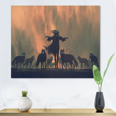 «Video Game Wizard With His Wolves», reproduction sur toile