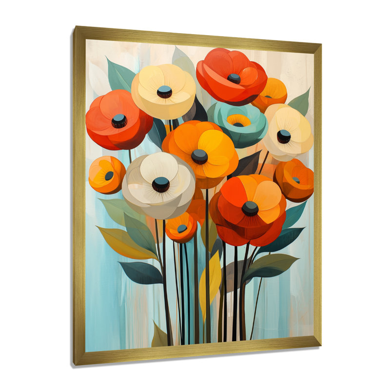 Becher - Floral Wall Art, 20" H x 12" W, Framed Print without Mat, Gold