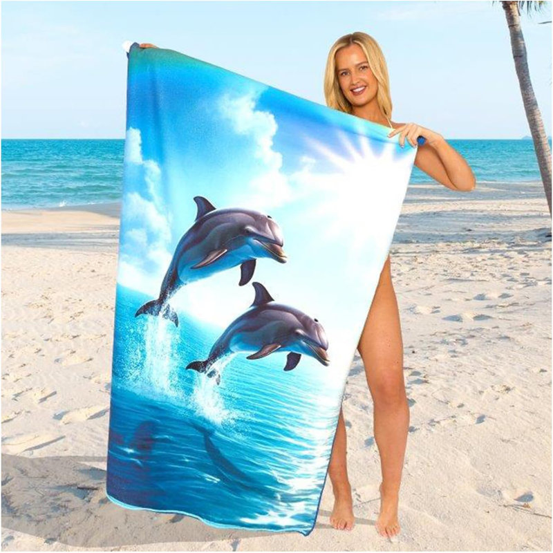 Sand-Free Microfibre Printed Beach Towel, Quick Dry & Lightweight – Large 180cm x 100cm, Perfect for Travel, Pool & Gym