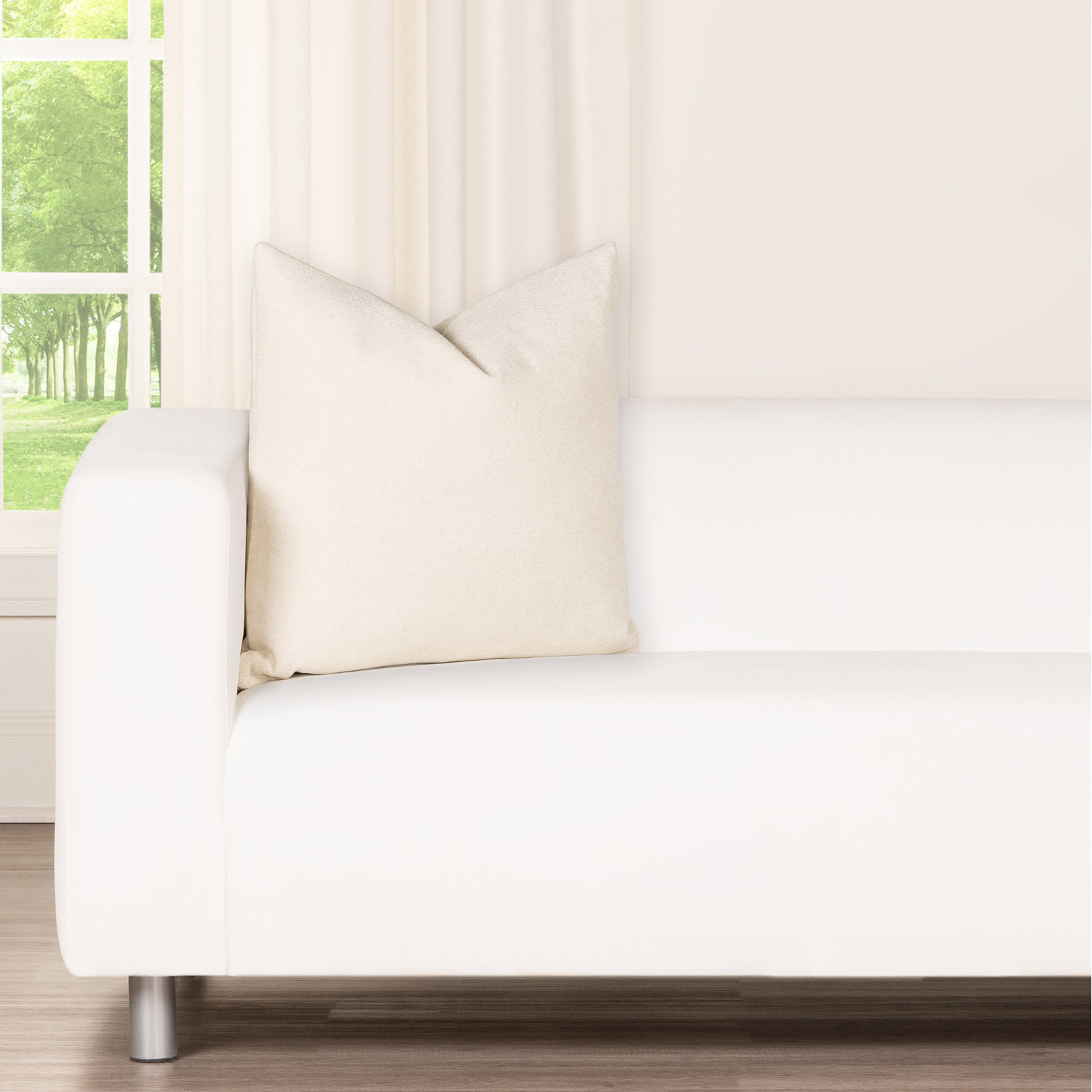 Cascade Textured Accent Pillow, Feather, Square 18", Cream
