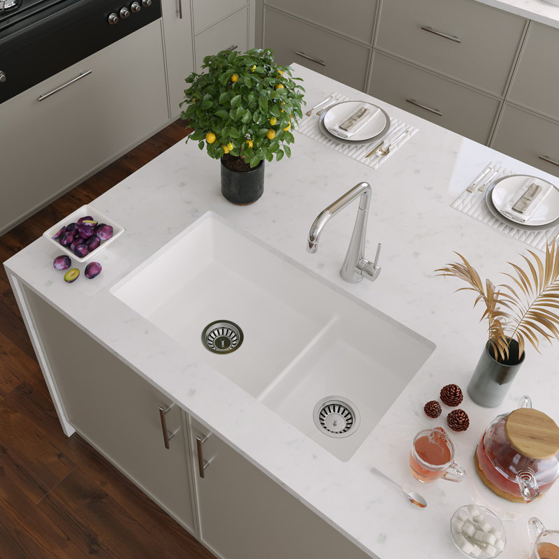 Nantucket Sinks 60/40 Dualmount Fireclay Sink Wellfleet-31OSW