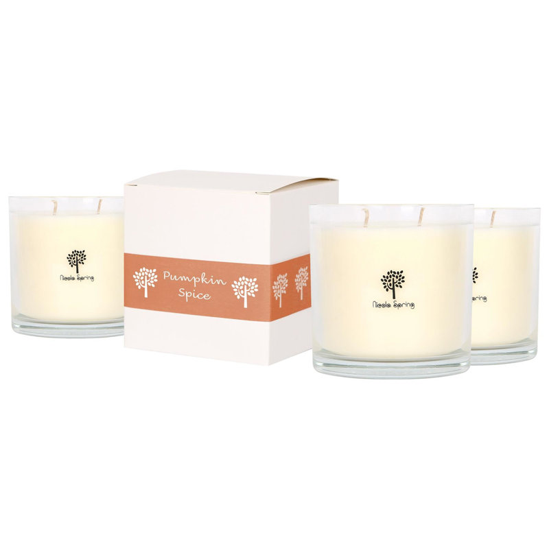 Nicola Spring 400g Pumpkin Spice Soy Wax Candles - Pack of 3 Jars