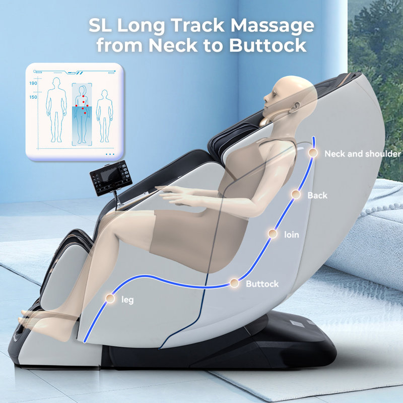 Fauteuil de massage 4D Zero Gravity SL, Similicuir blanc