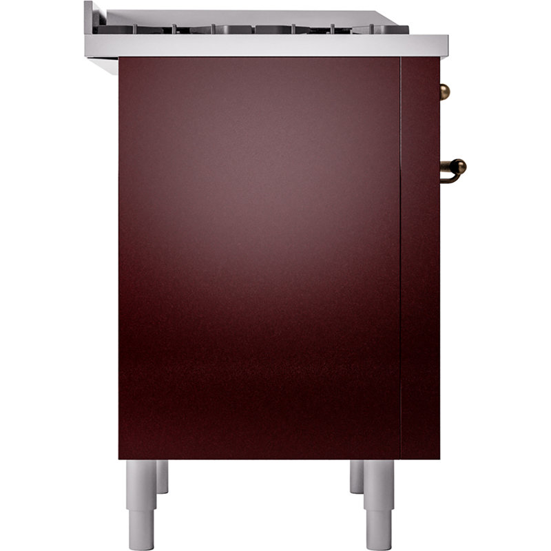ILVE Nostalgie II 36 Dual Fuel Range, knobs, Burgundy/Bronze, Natural Gas