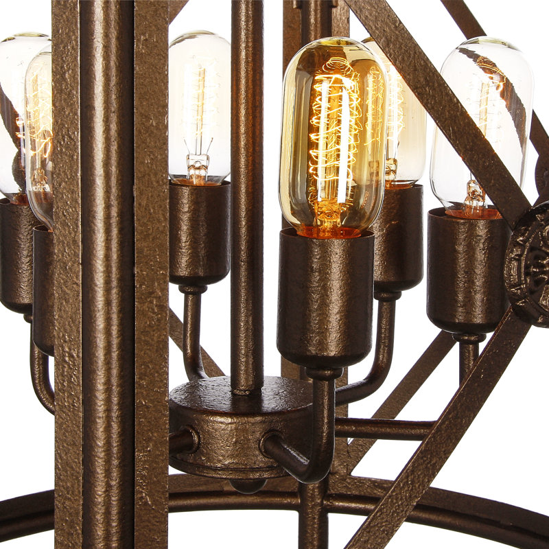 Lustre tambour à 4 lumières Rosette, Laiton bronzé