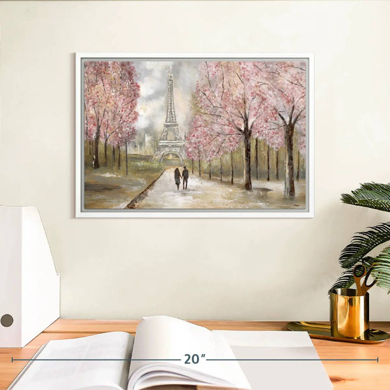 Balade à Paris, Cadre flottant blanc, 13 po x 9 po