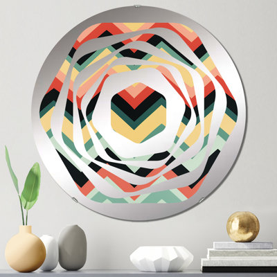 Miroir décoratif bleu et corail à chevrons rétro - Amorphe