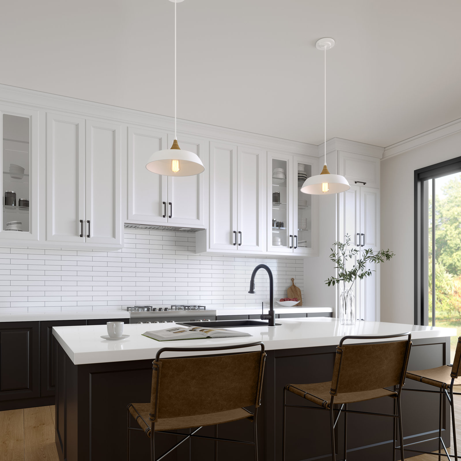 Elisabet Single Light Metal Dimmable Pendant, White