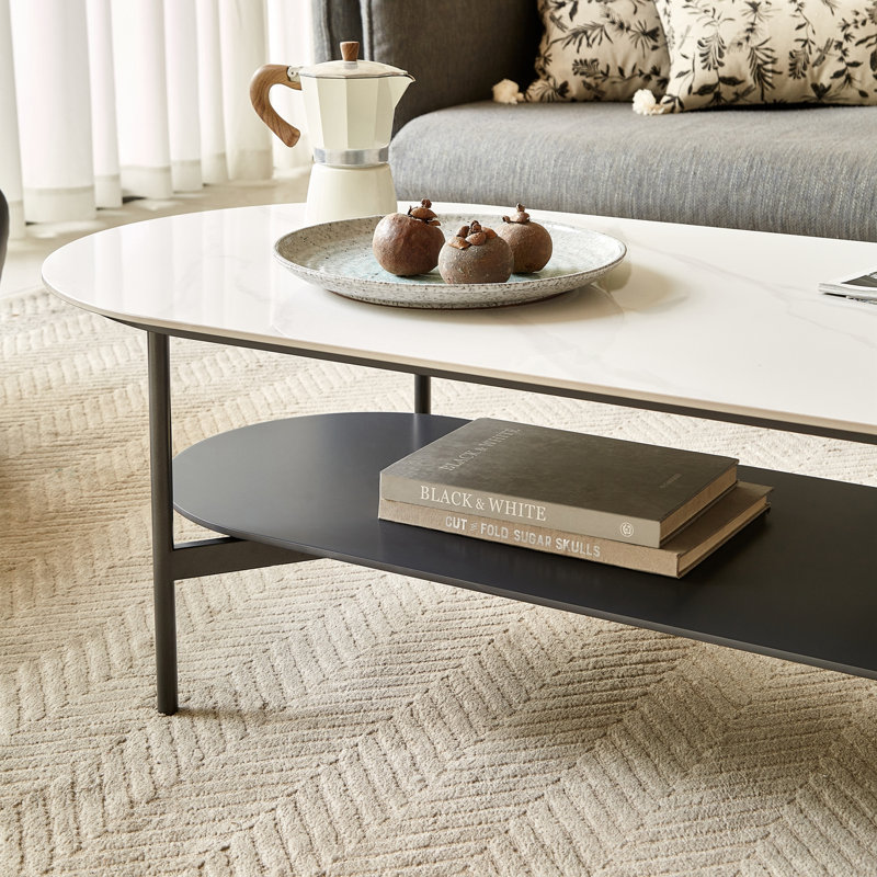 Table basse avec tablette ouverte et pieds en métal
