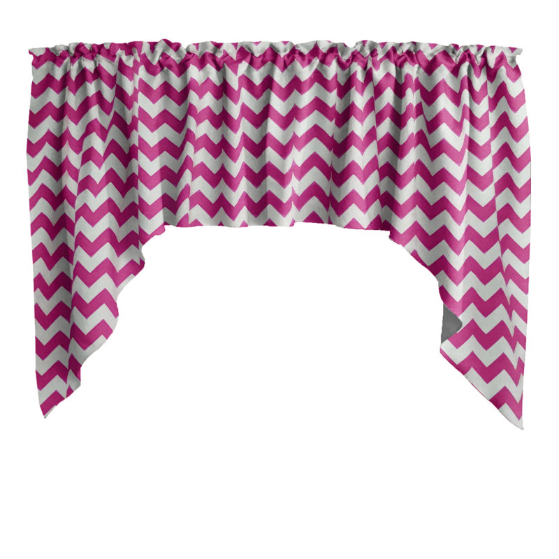 Cantonnière à chevron en mélange de coton l 58 po, Fuchsia