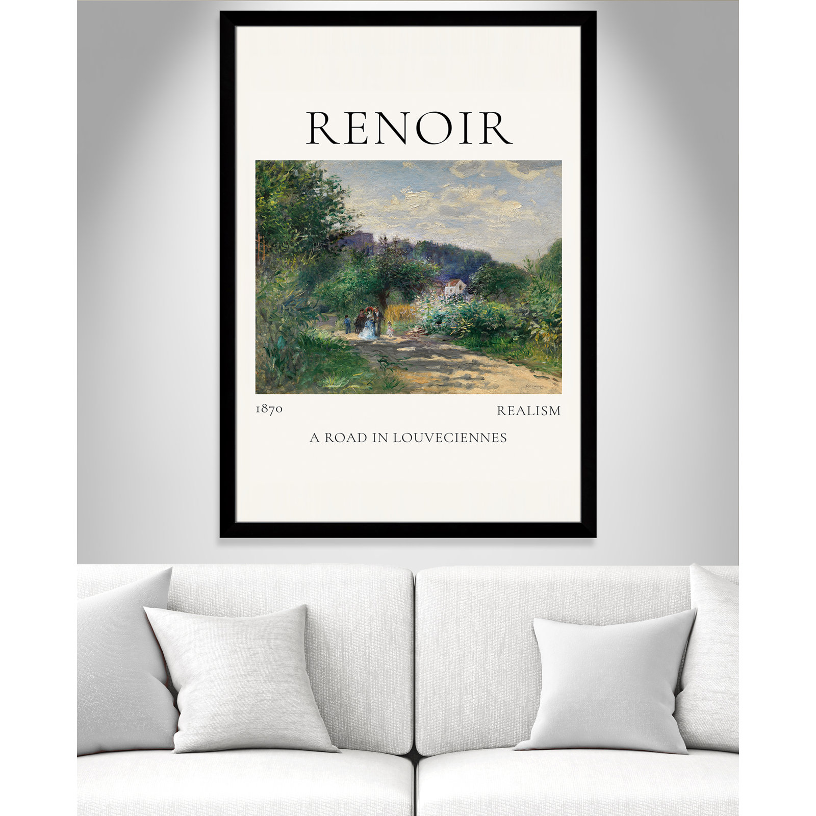 Rocchetto "A Road in Louveciennes" Print, Black Single Picture Frame, No, 49" H x 35" W x 1.25" D
