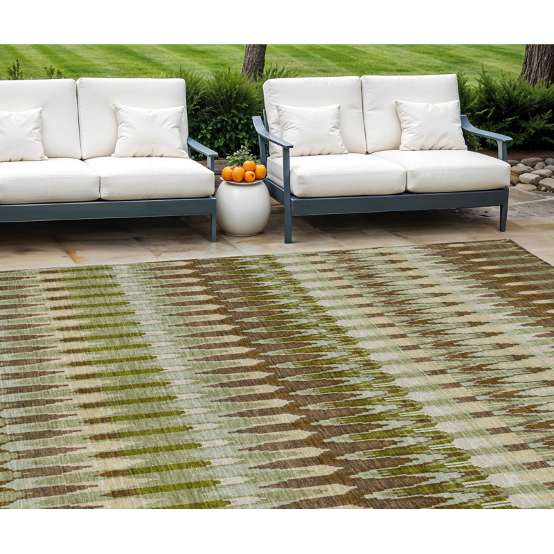 Tapis intérieur / extérieur lavable 10 pi x 14 pi vert et brun artichaut