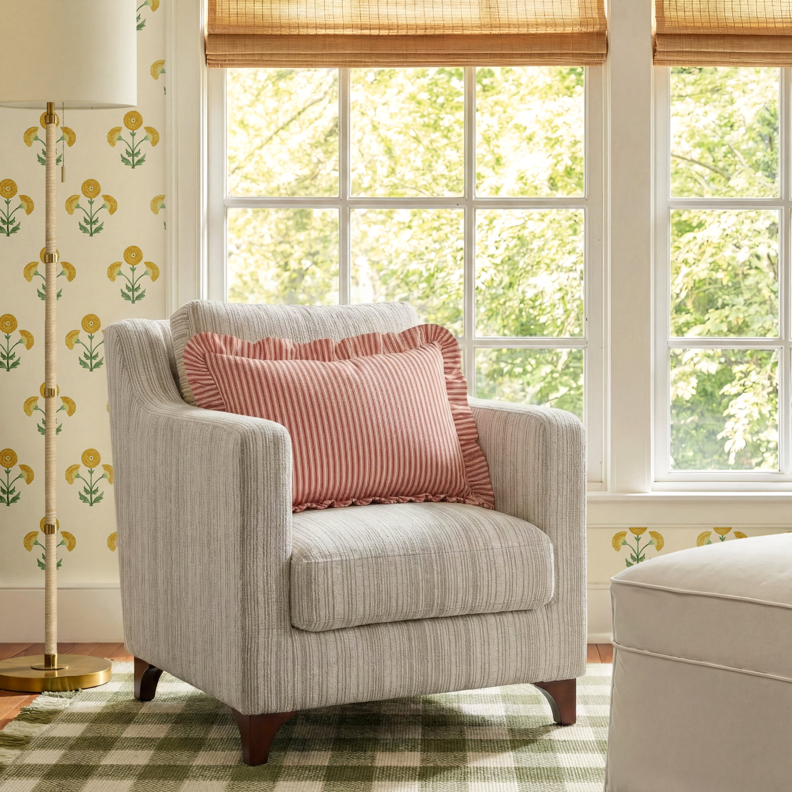 Hewitt Accent Chair, Beige Stripe