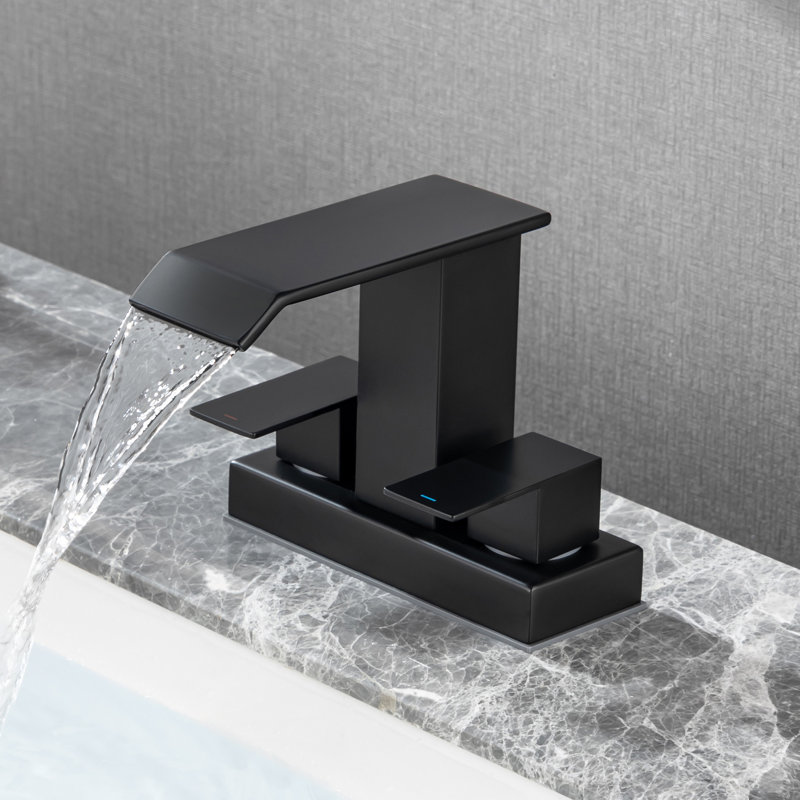 Centerset 2-handle Bathroom Faucet with Drain Assembly, Matte Black