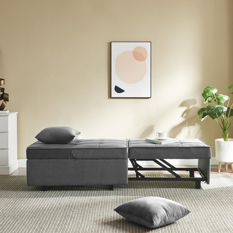 4-in-1 Convertible Sleeper Sofa Bed, Light Gray