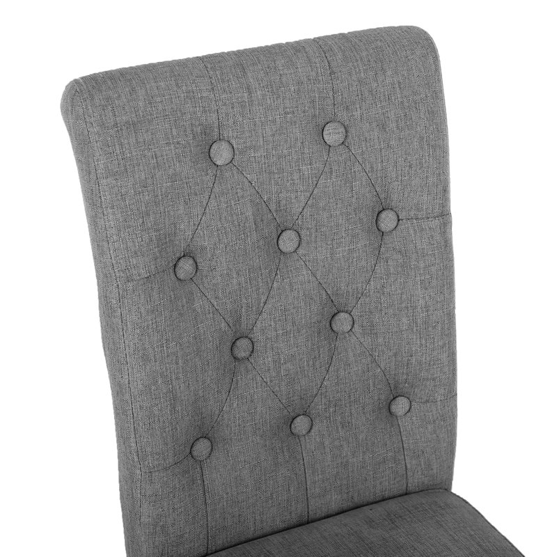 Elegant and Comfortable Dining Chair Tufted Fabric Upholstered Parsons Chair, Gray