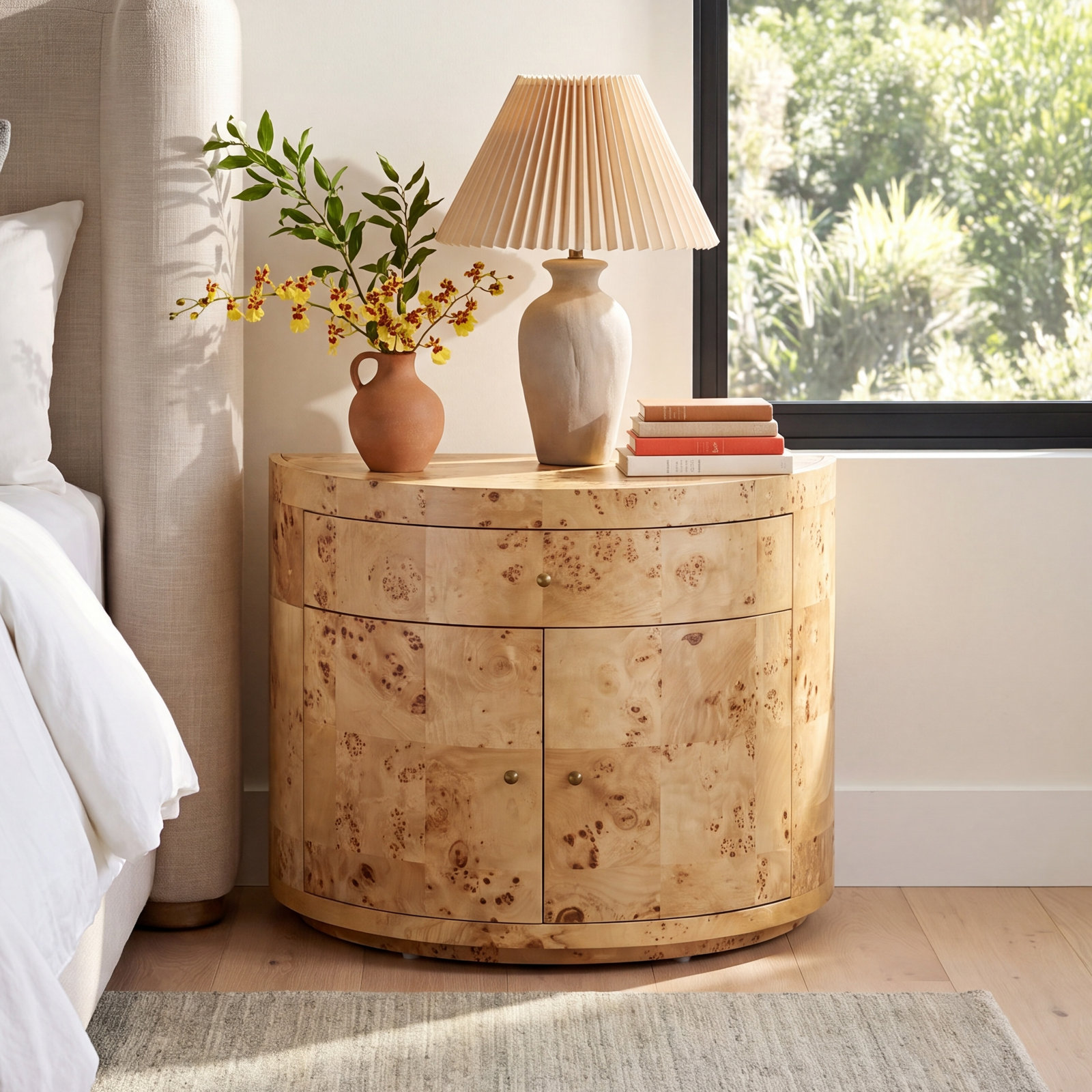 Wyeth 1 - Drawer Nightstand, Natural Poplar Burl