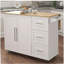 Étagère à épices, porte-serviettes et table extensible en bois massif - Îlot de cuisine blanc
