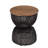 Beige Rattan Side Table With Reclaimed Teak Wood Top-1883523080