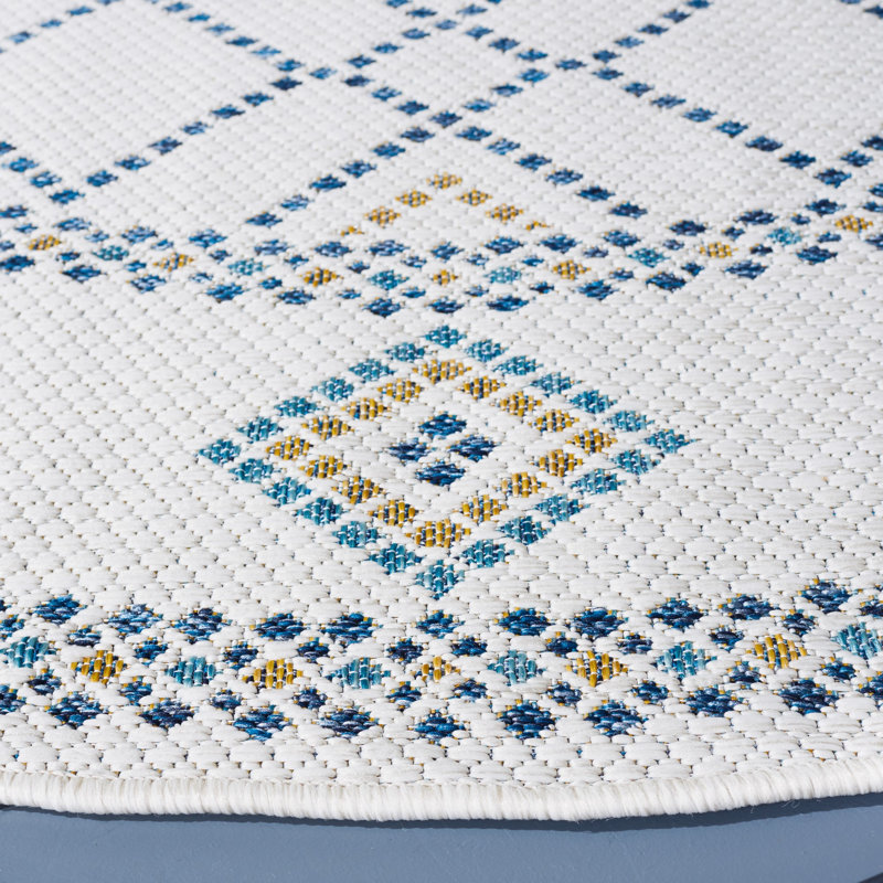 Badagliacca Performance Geometric Indoor/Outdoor Area Rug, Round 6'7"
