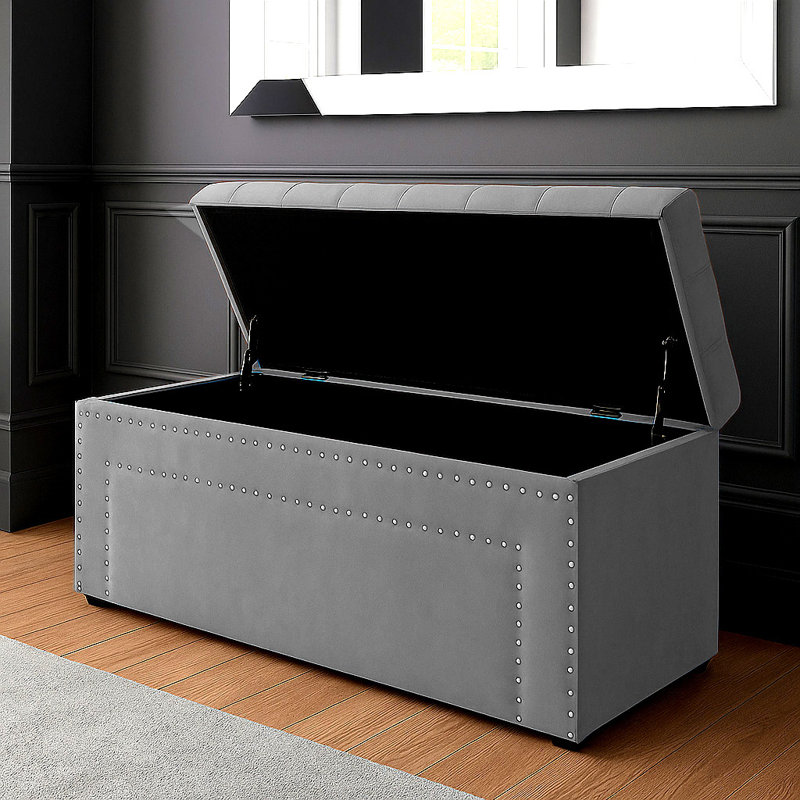 Duke Ottoman Storage Box - Chesterfield Upholstered Blanket Box - Plush Velvet Ottoman Bench with Storage, H43 x W90 x D40cm