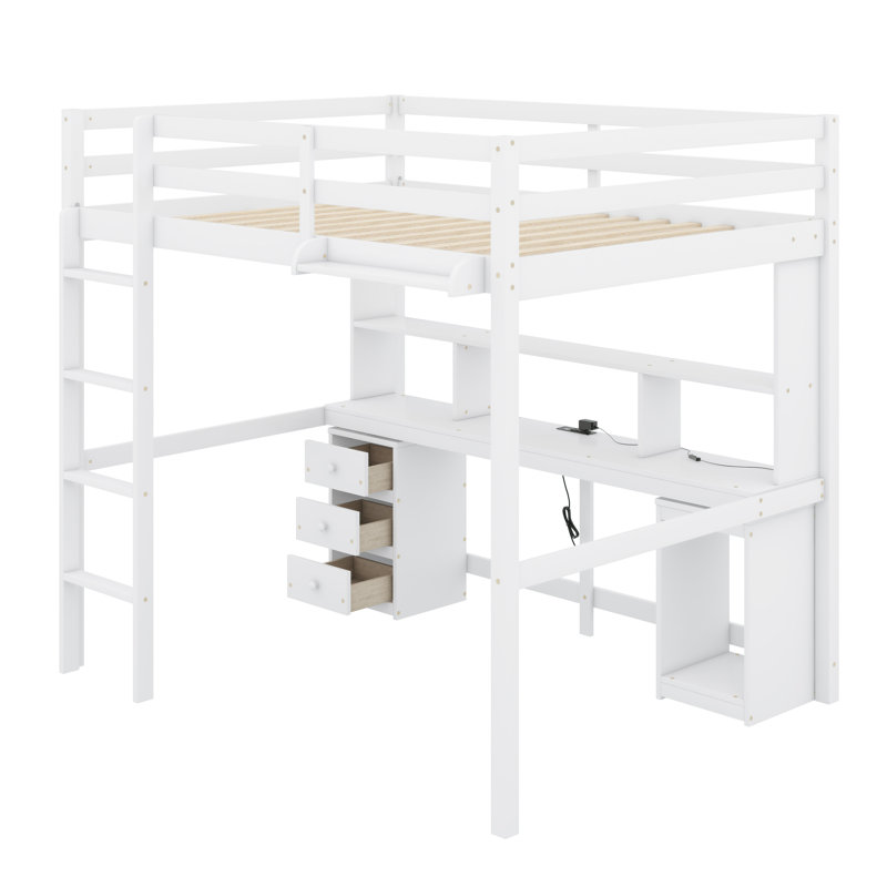 Lit mezzanine double avec tiroirs Andhy Kids