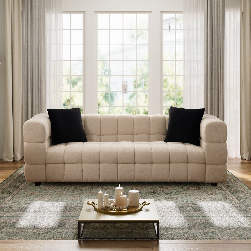 Cordish 81'' Upholstered Sofa With 2 Pillows, Beige