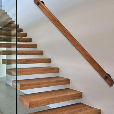 Wood Handrails, Indoor Non-Slip Staircase Handrail,Retro Rustic Wall Mount Railings Handrails, Home Loft Corridor Support Rod,Industrial Pipe Support
