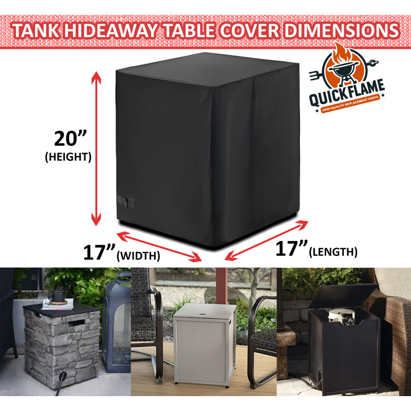 Quickflame Firepit Tank Hidaway Table Cover 17 Inch, Black, 17"