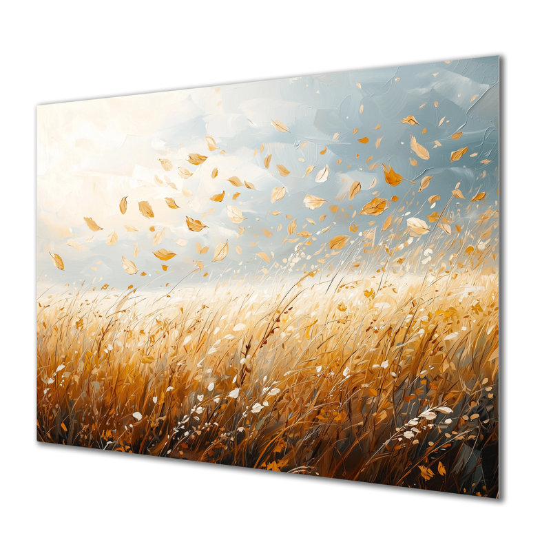 «Meadow Windy Prairie Leaves IV», impression d'art mural en métal sur un pré, H 12 po x l 20 po
