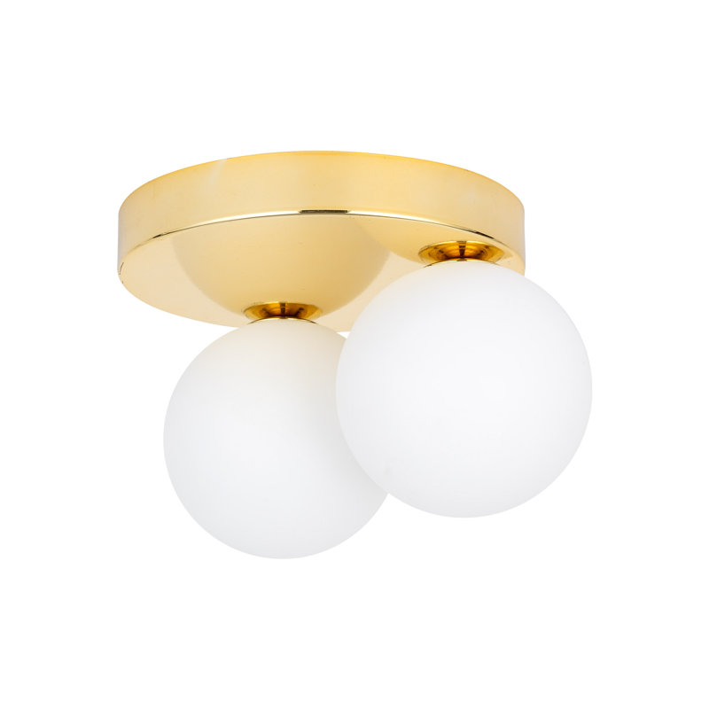 Matusow Glass Flush Mount, White/Gold