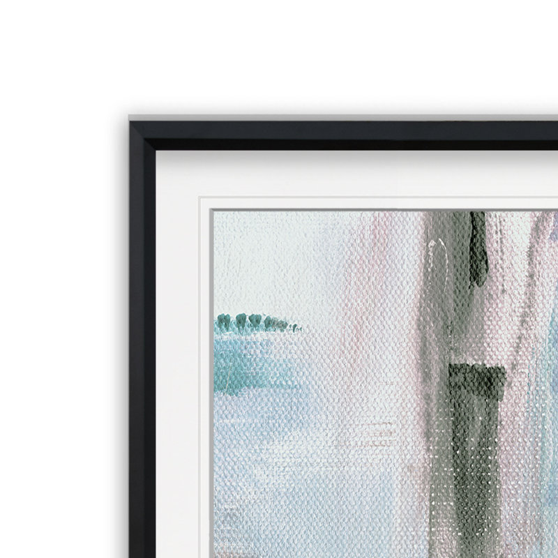 « matinée lake ii », peinture, H 28 po x l 28 po x P 2 po, Cadre noir