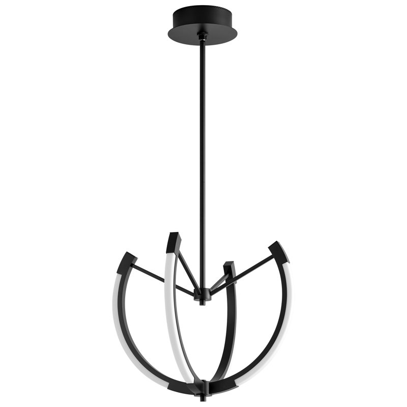 Lustre géométrique unique à 4 lumières Arends, Noir, H 33 po x l 21 po x P 21 po