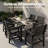 Patio Dining Set for 4 Person All Weather 5 Piece HIPS Outdoor Patio Table and Chairs Set with Umbrella Hole & Aluminum Frame Plastic Outside Furniture for Backyard, Garden, Deck, Poolside, Black-1626311597
