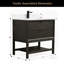Ensemble de meuble-lavabo autoportant en bois massif brun foncé 36 po avec plateau en marbre d'ingénierie 36 po-480560109