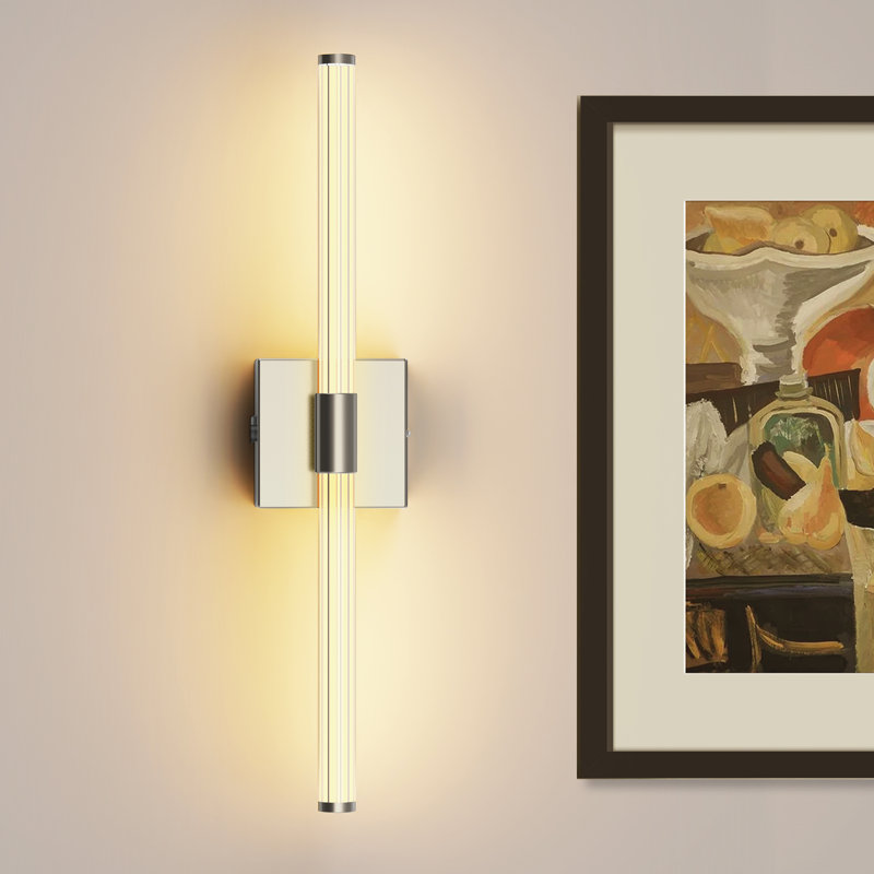 1-Light 24'' LED Wallchiere Wall Light Dimmable & Rechargeable, Silver, Nickel