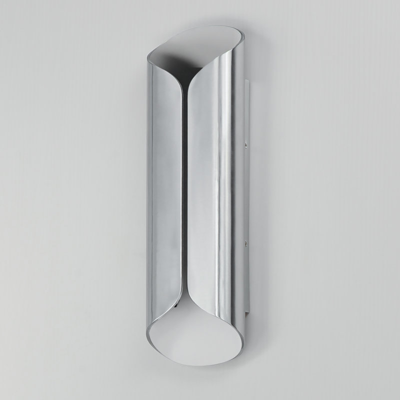 Alessandrino Aluminium LED Wall Light, Satin Aluminum/White, 20" H x 6.25" W x 3.25" D