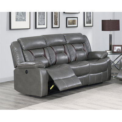 Modern Power Reclining Sofa 1Pc Pillow Arms And Headrest Unique Back Design Gray Finish Primary Room Furniture