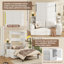 Lit escamotable double pleine grandeur avec canapé et armoires de rangement, lit mural peu encombrant pour bureau à domicile et chambre d'amis, blanc