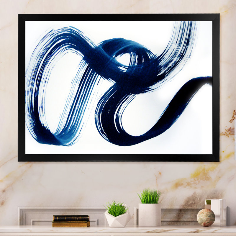 «Blue Harmonious Wind Abstract», reproduction sur toile, Toile avec cadre noir, H 8 po x l 12 po x P 1 po
