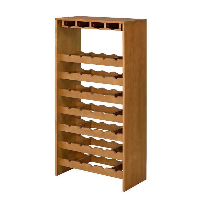 Support à vin en bois avec tablette à 7 niveaux, chêne
