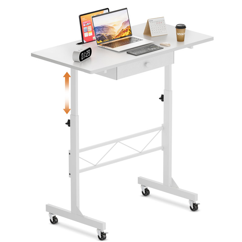 32" standing desk Adjustable Height Small Computer Desk Mobile Portable Rolling Laptop Table With Wheels Computer Workstation Sit Stand Desks Portable Desks Standing Table