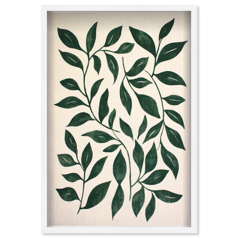 Oliver Gal Leaf Linen I Floral and Botanical - Luxury Shadowbox Framed Wall Art, 46" H x 31" W, White